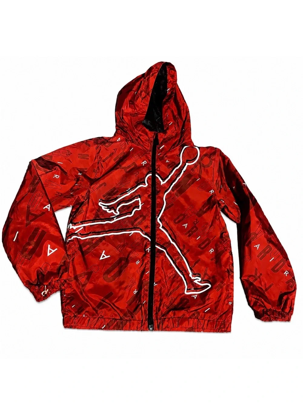 Jordan Red Jumpman Boys Graphic Hooded Windbreaker Size Small (8-10 yrs)